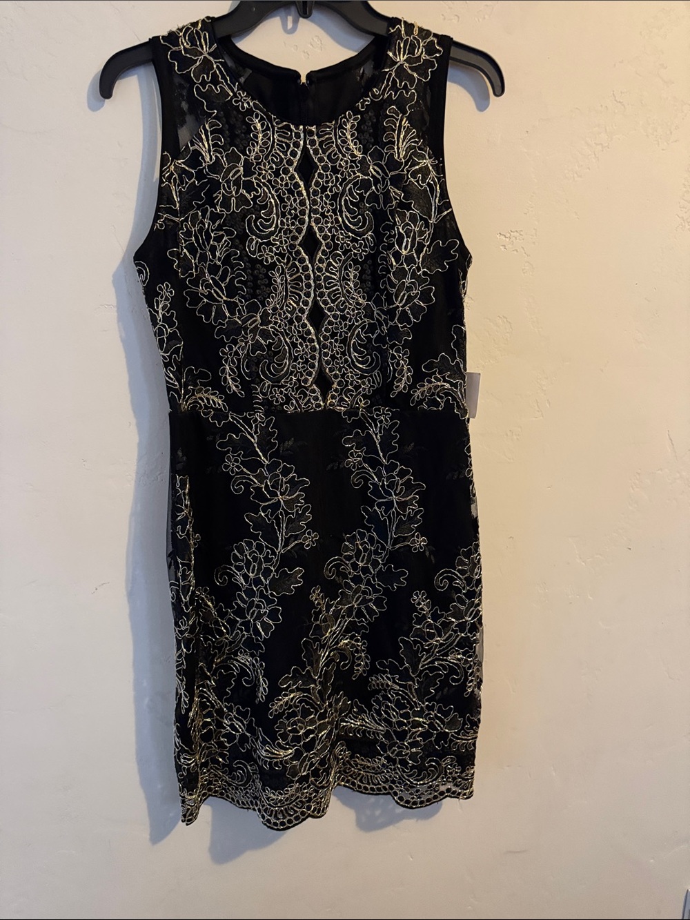 Guess Black Mini Dress with Gold Embroidery